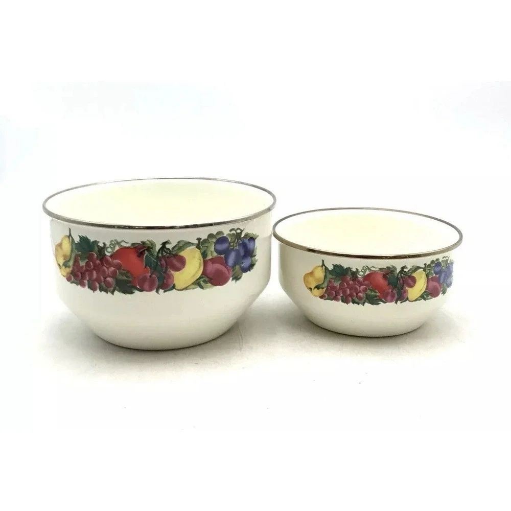 Vintage‎ Vitroceramic Fruit Print Bowl Lot Of 2